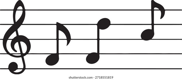 Notas musicais em equipe com clave aguda