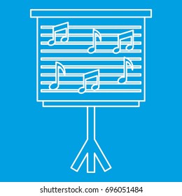 Musical notes on stand icon blue outline style isolated vector illustration. Thin line sign
