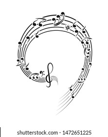 Musical notes on the stave, simple design