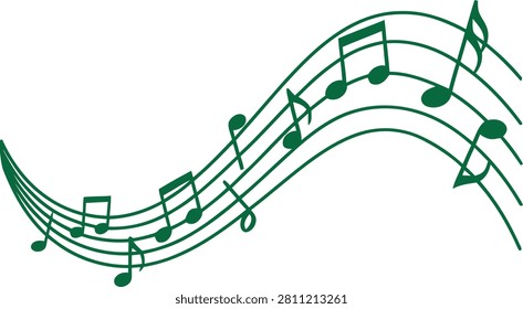 Musical Notes on Wavy Staff icon- Representing Harmony and Melodic Flow
