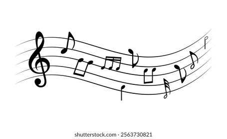 Musical notes on a white background. Music Notes design for songs, Melodies.