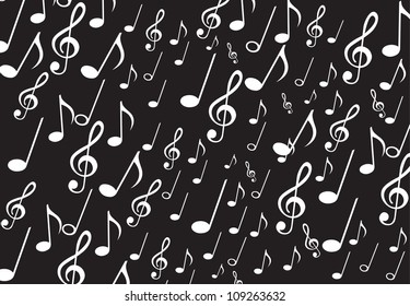 musical notes over black background