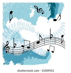 musical notes over grunge background