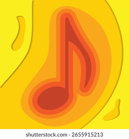 Musikalische Noten im Papierschnitt, mit gelbem Hintergrund. Ideal für Print- und andere Themen.