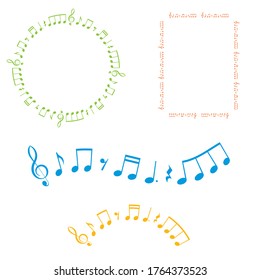 Musical notes pattern brush. Ornamental and decorative music notation stroke symbols. 