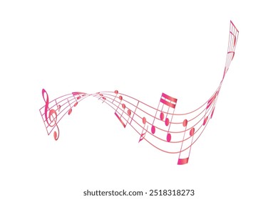 Musical notes pentagram with colorful design free vector editable background