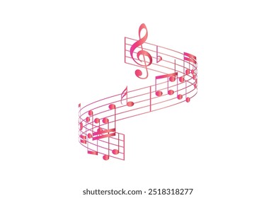 Musical notes pentagram with colorful design free vector editable background