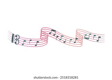 Musical notes pentagram with colorful design free vector editable background