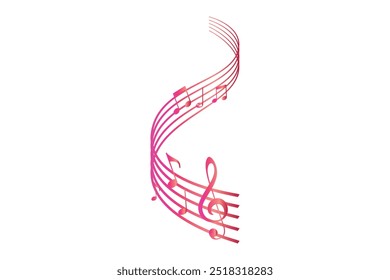 Musical notes pentagram with colorful design free vector editable background