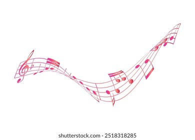 Musical notes pentagram with colorful design free vector editable background