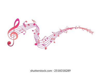 Musical notes pentagram with colorful design free vector editable background