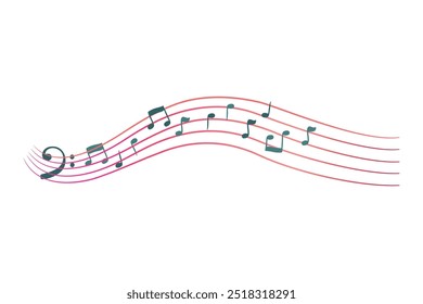 Musical notes pentagram with colorful design free vector editable background