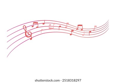 Musical notes pentagram with colorful design free vector editable background