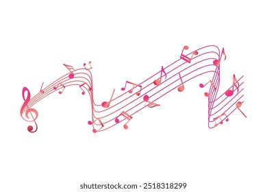 Musical notes pentagram with colorful design free vector editable background