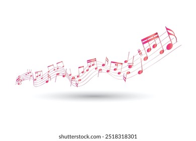 Musical notes pentagram with colorful design free vector editable background