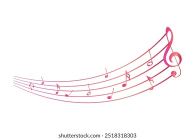 Musical notes pentagram with colorful design free vector editable background