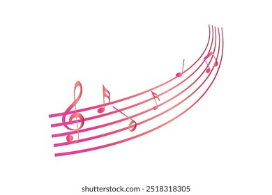 Musical notes pentagram with colorful design free vector editable background