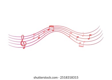 Musical notes pentagram with colorful design free vector editable background