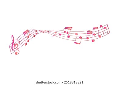 Musical notes pentagram with colorful design free vector editable background