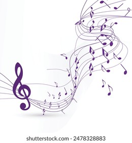 Musical notes pentagram stave wave colorful fresh key editable background free vector image