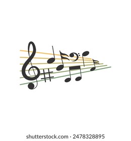 Musical notes pentagram stave wave colorful fresh key editable background free vector image