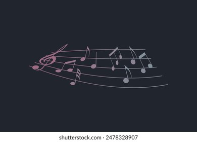 Musical notes pentagram stave wave colorful fresh key editable background free vector image