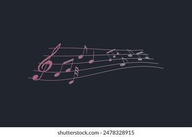 Musical notes pentagram stave wave colorful fresh key editable background free vector image