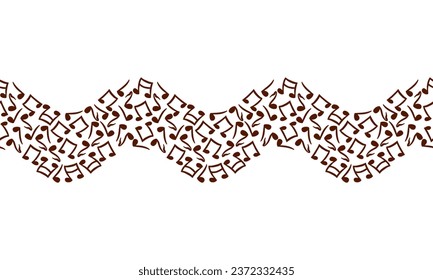Musical notes, seamless border. Vector illustration. Design element for greeting cards, invitations, themed banners, flyers, posters.
