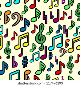 Musical Notes Seamless Pattern.