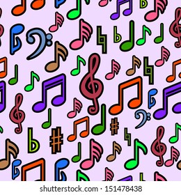 Musical Notes Seamless Pattern. 