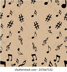 Musical notes with seamless pattern.