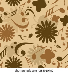 Musical notes with seamless pattern.