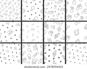 Musical notes. Seamless pattern. Coloring Page. Hand drawn style. Vector drawing. Collection of design ornaments.
