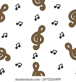 Musical notes. Seamless pattern. Hand drawn style. Vector drawing. Design ornaments.