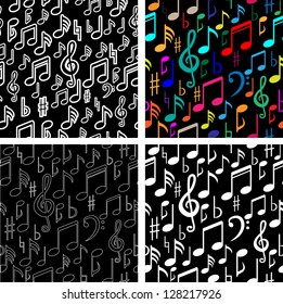 Musical Notes Seamless Pattern set