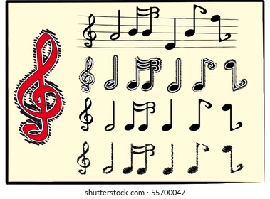 Musical notes. Set of musical notes