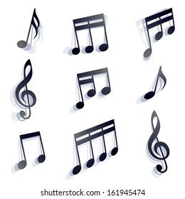 Musical notes set, abstract, vectors.