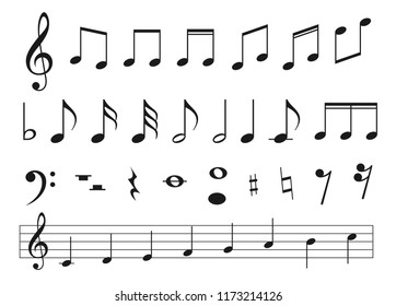 Musical Notes Set Pitch Duration Sound Stock Vector (Royalty Free ...