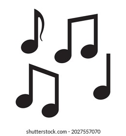 Музыкальные ноты силуэт. Musical notes silhouette set. Vector drawing.