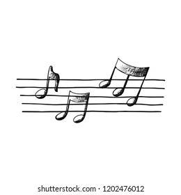 musical notes sketch icon. isolated object.