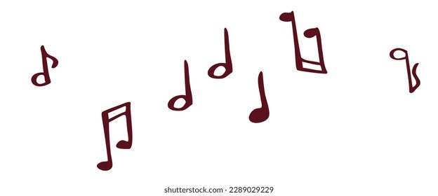 Musical notes, songs, tunes or melodies flat vector icon for music apps and websites. Doodle illustration for children's books, stickers.