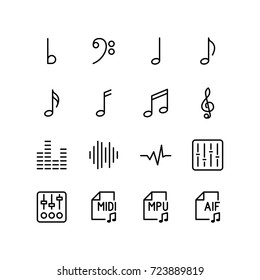 Musical notes, sound waves and equalizer