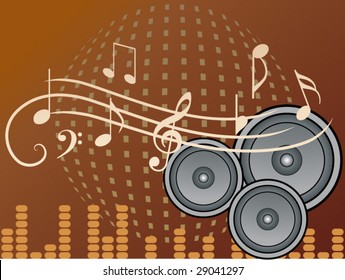musical notes with speakers