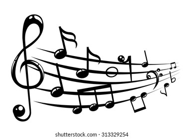 Musical Notes Staff Background With Lines. Vector Illustration.