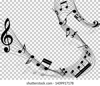 Musical nota antecedentes del personal en blanco. Ilustración vectorial.