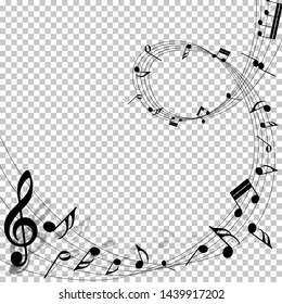 Musical nota antecedentes del personal en blanco. Ilustración vectorial.
