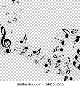 Musical notes staff background on white. Vector illustration.