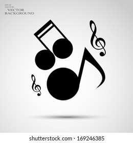 Musical notes staff background on white. Vector illustration.