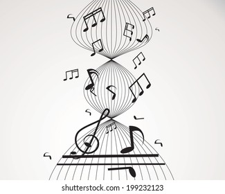 Musical notes staff background on white. Vector illustration.