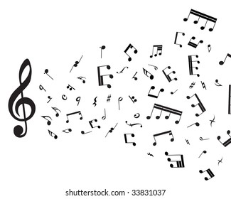 Musical notes staff theme for use in web design